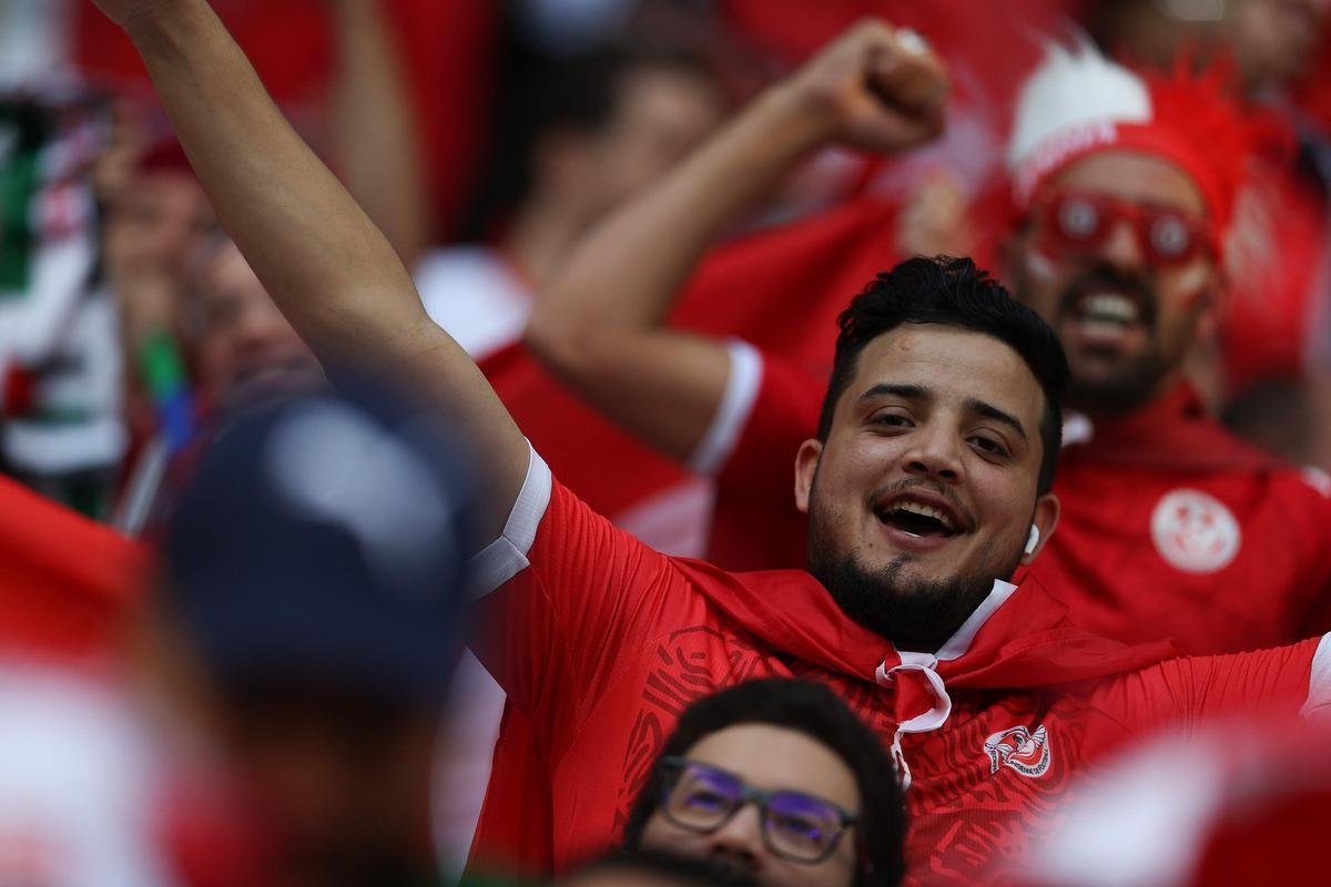 Imagens dos torcedores no jogo entre Dinamarca e Tunsia, pelo Grupo D da Copa do Mundo.