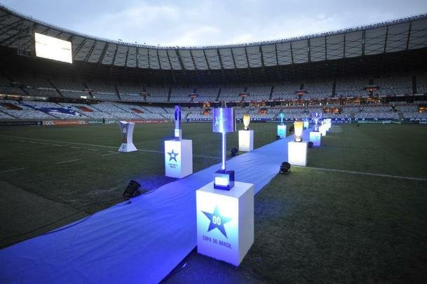 Antes de jogo entre Cruzeiro e Cear, goleiro Fbio foi homenageado pelas 800 partidas a servio do clube. Na imagem, todos os trofus conquistados pelo camisa 1 no time celeste: seis Campeonatos Mineiros (2006, 2008, 2009, 2011, 2014 e 2018), trs Copas do Brasil (2000, 2017 e 2018) e dois Campeonatos Brasileiros (2013 e 2014).