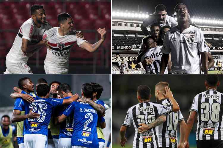 (Foto: Rubens Chiri/São Paulo, Ivan Storti/Santos, Bruno Haddad/Cruzeiro e Pedro Souza/Atlético)