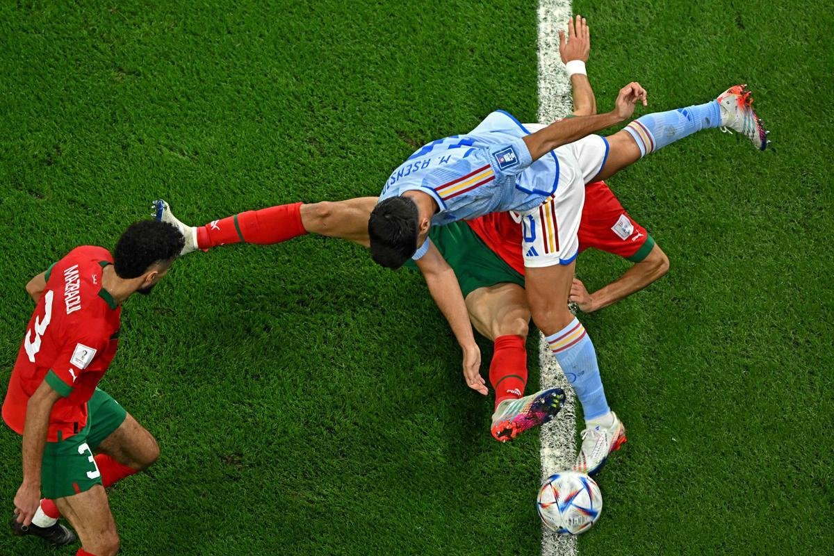 No Estdio Cidade da Educao, Marrocos e Espanha se enfrentam pelas oitavas de final da Copa do Mundo do Catar
