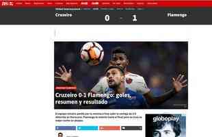 As, da Espanha, na capa de seu site: 'Cruzeiro cai, mas avana'
