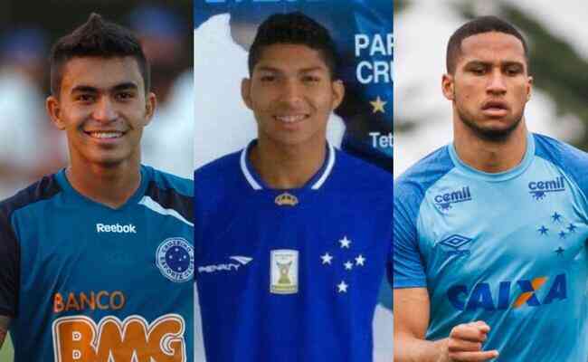 Atacante Dudu (esq), Rony (centro) e zagueiro Murilo (dir); todos ex-Cruzeiro que esto no Palmeiras e enfrentaro o Atltico pela Libertadores