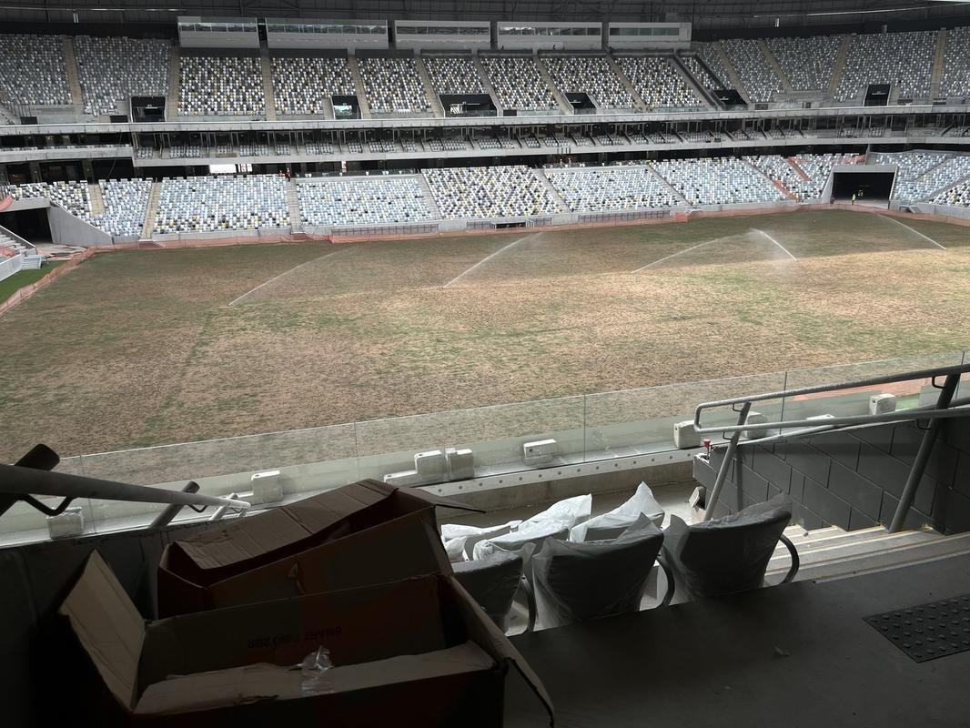 A viso especial do campo desde os camarotes