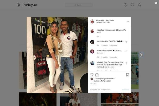 O atacante Elton curtiu uns dias em Salvador e também prestou homenagem ao Dia dos Namorados