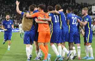 Festa dos jogadores do Chelsea com a conquista do Mundial de Clubes sobre o Palmeiras em Abu Dhabi, nos Emirados rabes Unidos