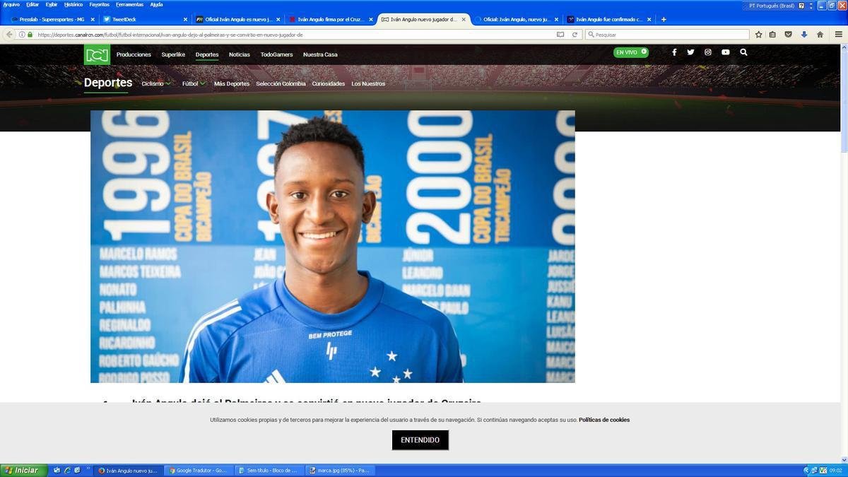 Canal RCN lembrou as caractersticas do atacante: rpido, 'encarador' e com bom avano pelas laterais