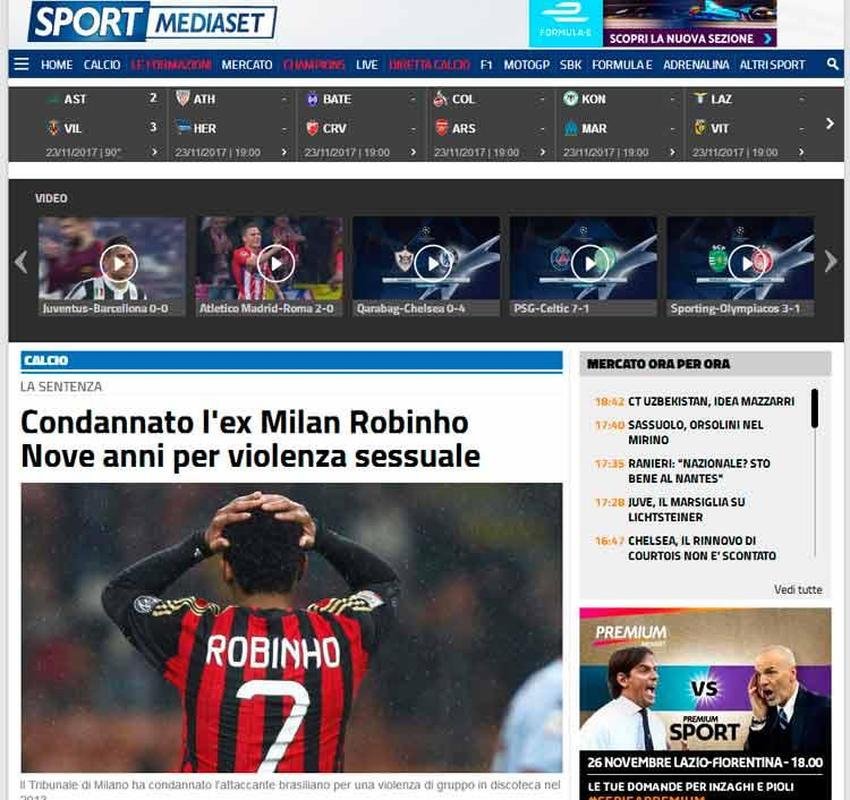 Caso Robinho ganha repercusso mundial