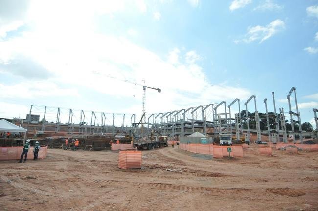 Arena MRV completa um ano de obras neste 20 de abril de 2021. Veja como est� o andamento da constru��o do est�dio do Atl�tico, que tem previs�o de ficar pronto em outubro de 2022. Ser�o 46 mil lugares, 2.333 vagas de estacionamento, 40 bares e 80 camarotes. O empreendimento fica no bairro Calif�rnia, em Belo Horizonte. (Fotos de Gladyston Rodrigues/EM/D. A Press)