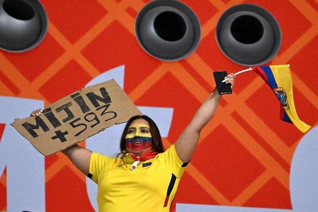 Torcedores de Holanda e Equador no jogo pelo Grupo A da Copa do Mundo.