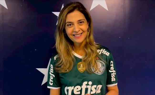 Leila Pereira comemorou muito o empate do Palmeiras no Mineirão, diante do Atlético, pela Libertadores