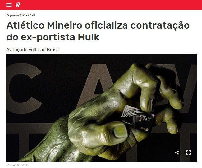 Record (Portugal): o Record tambm noticiou o anncio de Hulk ao Atltico. O jornal lembrou que o nome do jogador foi especulado no Porto ainda no incio de janeiro. 