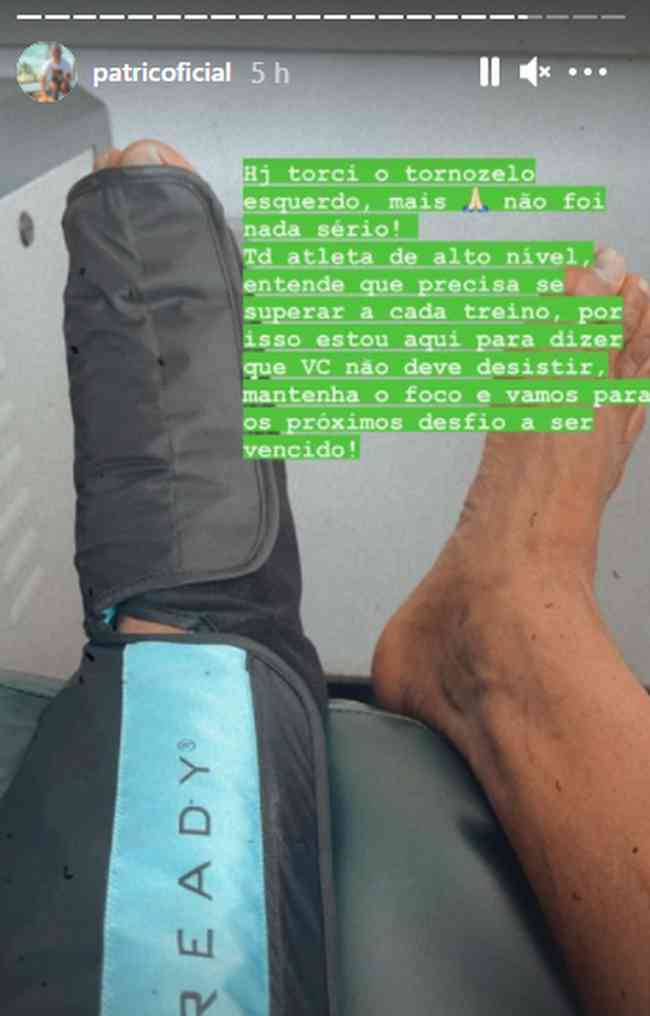 Patric postou foto do tratamento da leso no Instagram