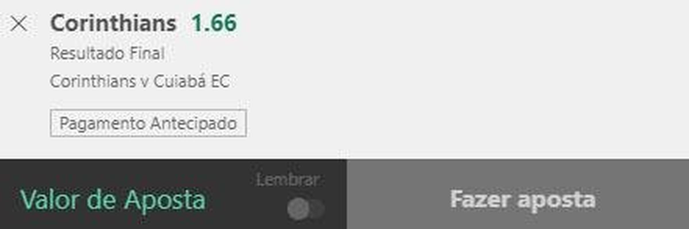 Corinthians vence Cuiab (odd 1.66) - O Corinthians tenta se manter firme no G4 do Brasileiro enquanto no chega a final da Copa do Brasil contra o Flamengo. Neste sbado, o Timo recebe o Cuiab, que est na zona de rebaixamento e precisa desesperadamente do resultado positivo. Mas, por jogar em casa, o time paulista tem amplo favoritismo e deve confirmar a vitria diante de sua torcida.