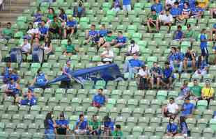 Fotos da torcida do Cruzeiro na vitória do time por 3 a 0 sobre a URT, no Independência, pela primeira rodada do Campeonato Mineiro. Ronaldo, dono de 90% da SAF cruzeirense, esteve presente e foi ovacionado pelo público