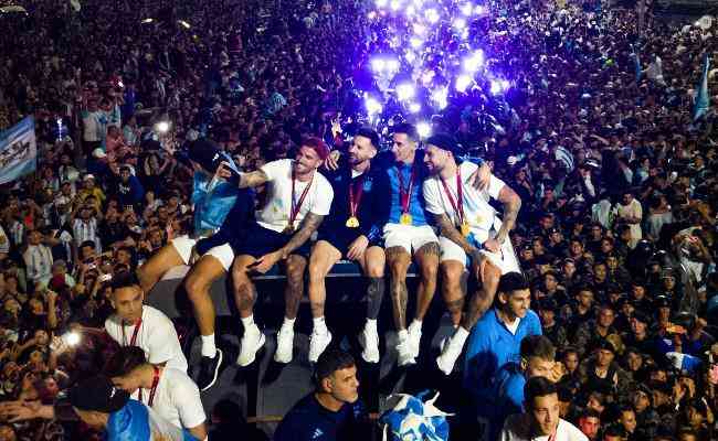 Seleo Argentina comemorou a Copa do Mundo na praa do Obelisco