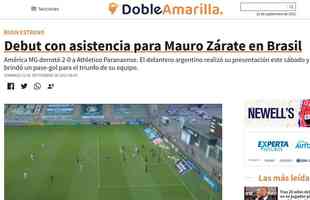 O site 'Doble Amarilla' disse que a entrada de Zrate no jogo foi determinante para o segundo gol, que consolidou a vitria americana