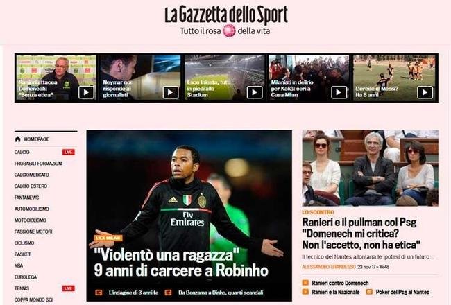 Caso Robinho ganha repercusso mundial