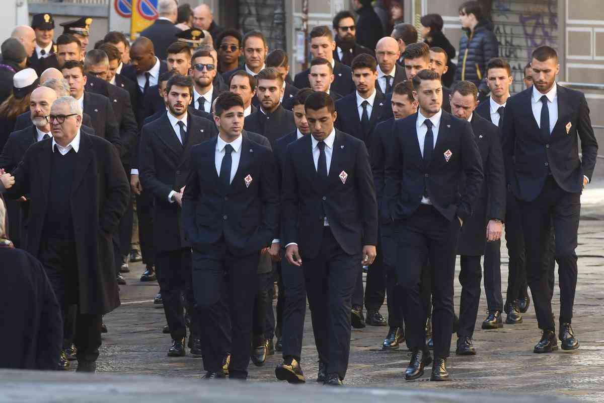 Imagens do funeral de Davide Astori em Florena. Jogadores do elenco da Fiorentina