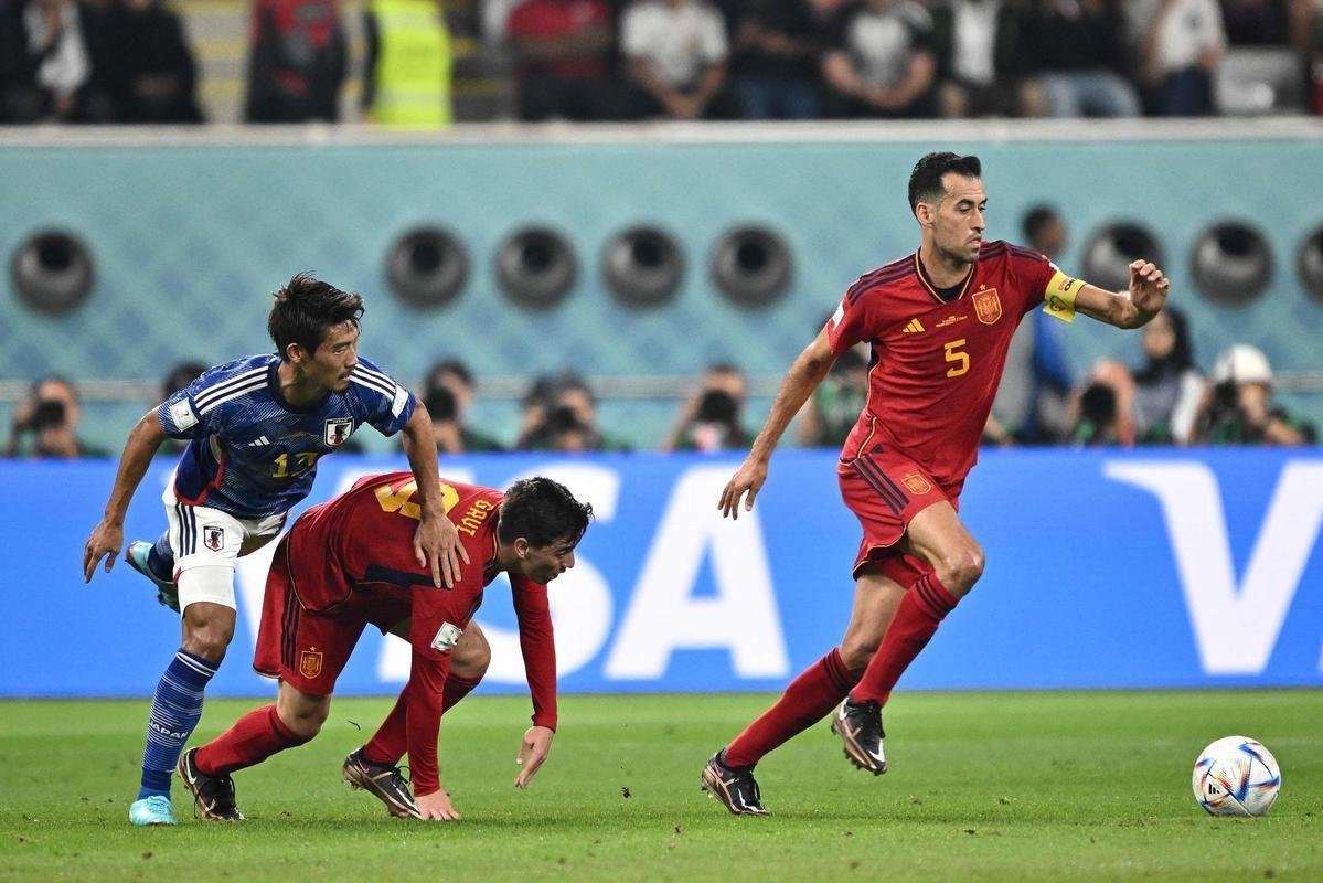 No Estdio Internacional Khalifa, Japo e Espanha duelaram pela terceira ltima rodada do Grupo E da Copa do Mundo do Catar