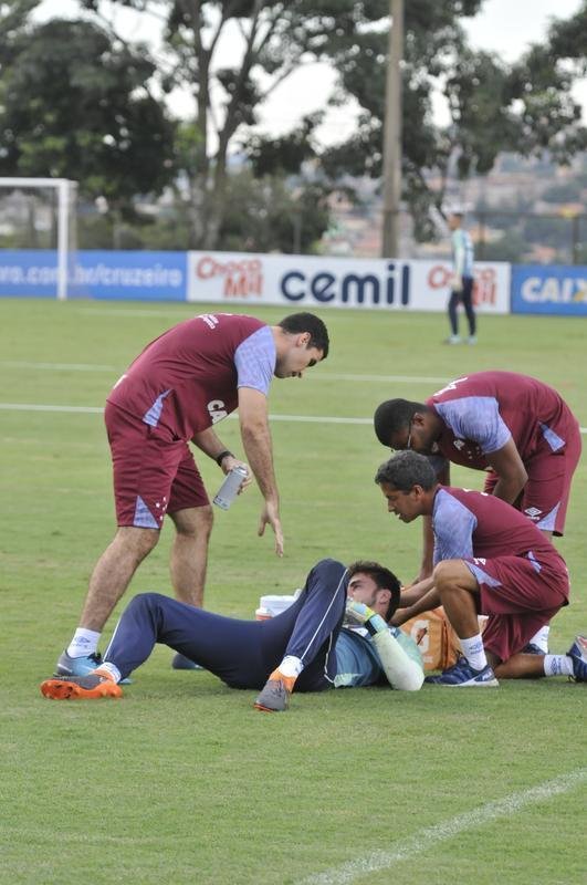 Imagens do treino do Cruzeiro nesta quarta-feira (14), antes do duelo contra o Patrocinense