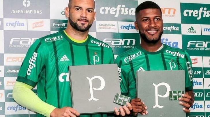Wverton (esquerda) - goleiro se transferiu do Atltico-PR para o Palmeiras / Emerson Santos (direita) - zagueiro se transferiu do Botafogo para o Palmeiras