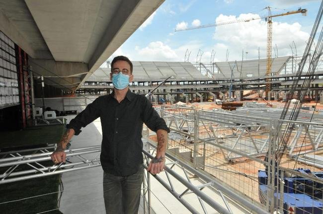 Personalidades no evento que anunciou detalhes da inaugurao da Arena MRV. Na foto, o cantor e compositor Nando Reis