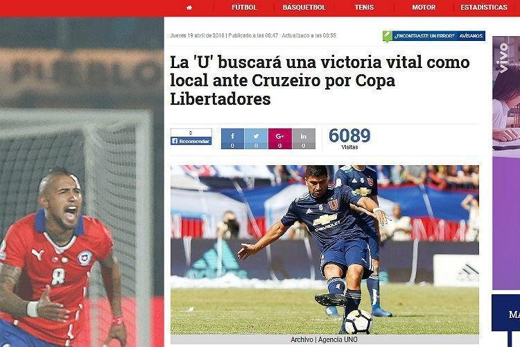 BBCL Deportes: 'La U busca uma vitria vital em casa contra o Cruzeiro pela Copa Libertadores'
