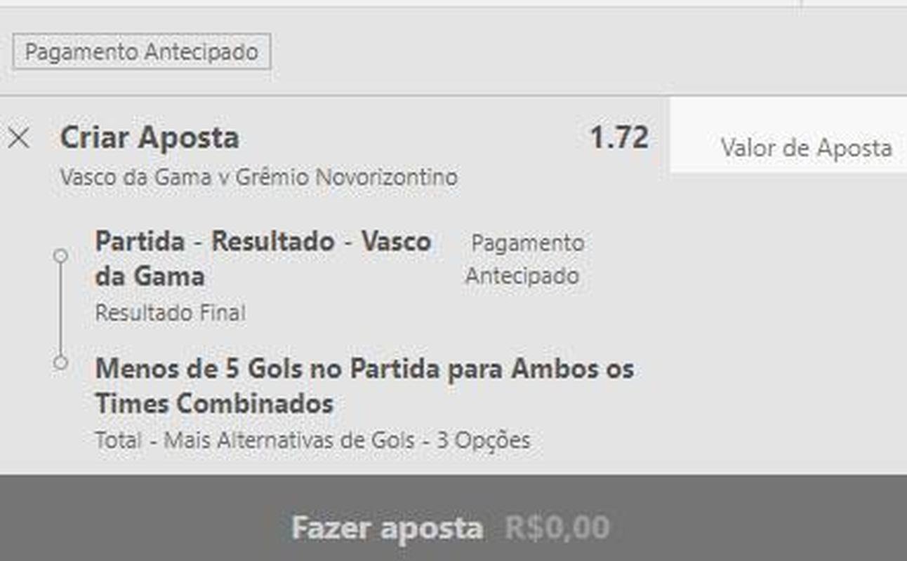 Vasco vence e menos de cinco gols no jogo contra o Novorizontino (odd 1.72) - O Vasco tem trs pontos a mais que Sampaio Corra, Sport e Cricima na briga pelo acesso. J o Novorizontino est um ponto acima da zona de rebaixamento. Se quiser o acesso, o Vasco no pode deixar escapar a vitria em casa. Por isso, vamos acreditar no triunfo do time carioca diante de sua torcida.