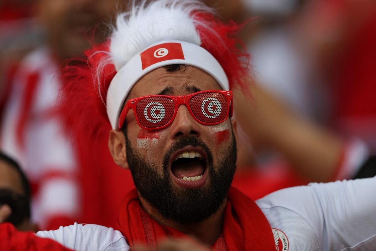 Imagens dos torcedores no jogo entre Dinamarca e Tunsia, pelo Grupo D da Copa do Mundo.