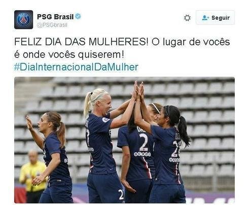 Assim como o rival Monaco, o PSG celebrou a data das mulheres em seu perfil brasileiro
