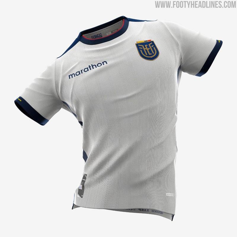 A camisa III do Equador para a Copa do Mundo  branca e foi divulgada de forma antecipada pelo portal Footyheadlines