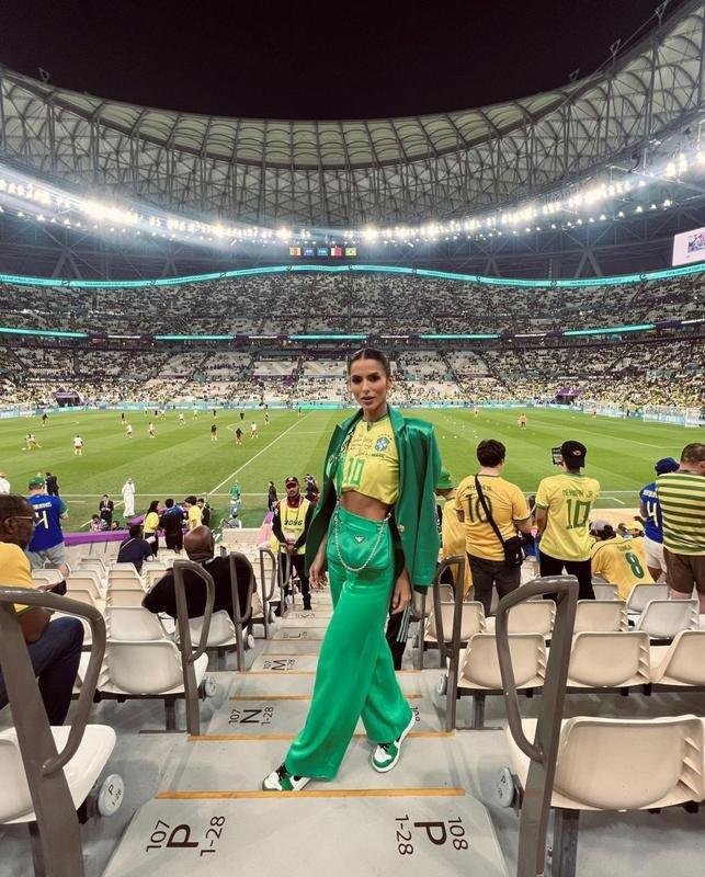 Jssica Turini no Lusail Stadium torcendo pelo Brasil