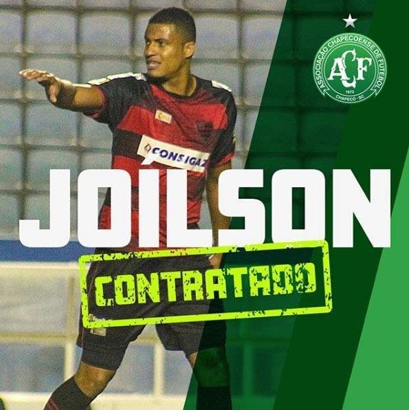 A Chape anunciou a contratao do zagueiro Jolson at o fim de 2019. O defensor defendeu o Oeste na Srie B da temporada passada