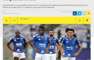 O jornal El Pas tambm deu destaque ao rebaixamento do Cruzeiro.  Os uruguaios tambm destacaram a tristeza de torcedores em meio aos conflitos que surgiram no Mineiro. 