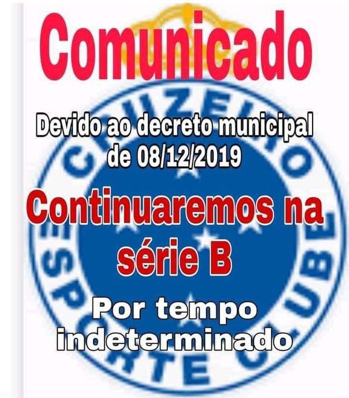 Cruzeiro vivou meme por não voltar à Série A