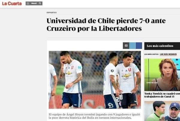 Manchetes dos veculos de comunicao do Chile. Jornal La Cuarta