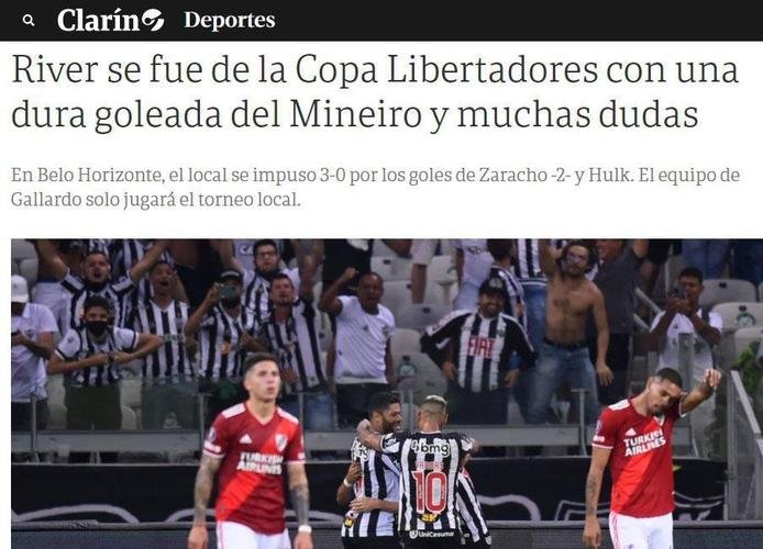 Clarn - Jornal argentino destaca dura goleada sofrida pelo River diante do Atltico e projeta mudanas no clube a partir de um possvel fim da 'era Gallardo'.