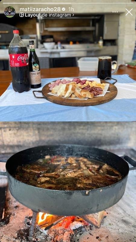 Zaracho registrou foto de lanche em casa para acompanhar a semifinal entre Argentina e Crocia na Copa do Mundo.