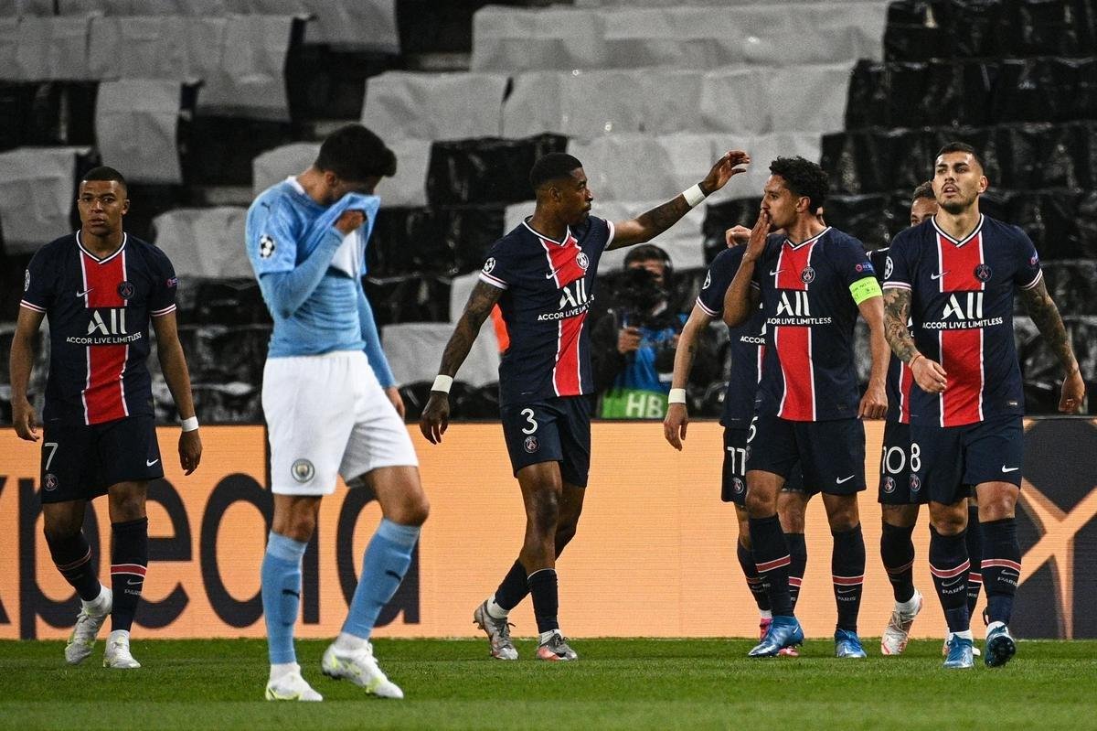 Fotos do jogo de ida da semifinal da Liga dos Campees da Europa, entre PSG e Manchester City, no Parque dos Prncipes, em Paris