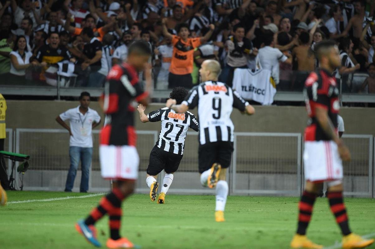 2014 - Na semifinal em 2014, o Atltico eliminou o Flamengo e partiu rumo ao seu primeiro ttulo. Depois de perder o jogo de ida por 2 a 0, o Galo conseguiu a reviravolta em casa, venceu por 4 a 1 e se classificou.