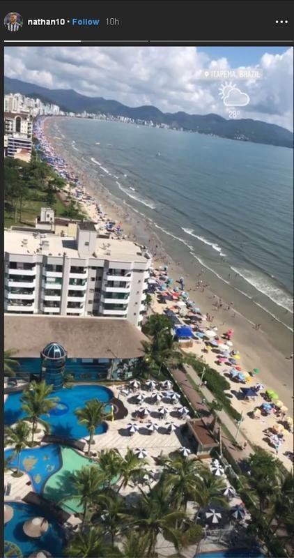 O meia Nathan segue em Itapema-SC, onde passou boa parte das frias