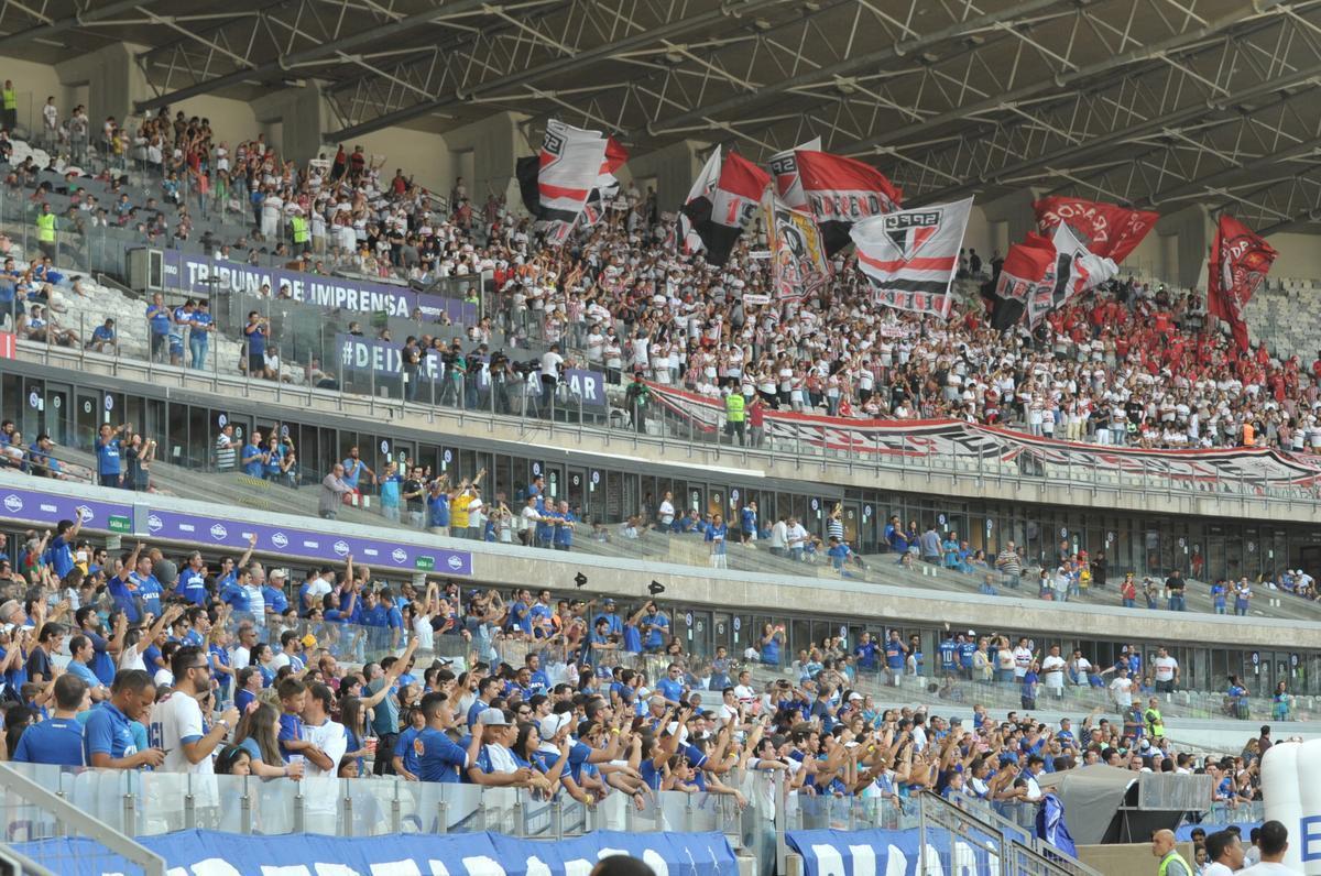 Imagens das torcidas de Cruzeiro e So Paulo no Mineiro