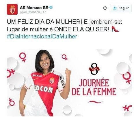 O perfil brasileiro do Monaco, da França, também lembrou a data no Twitter
