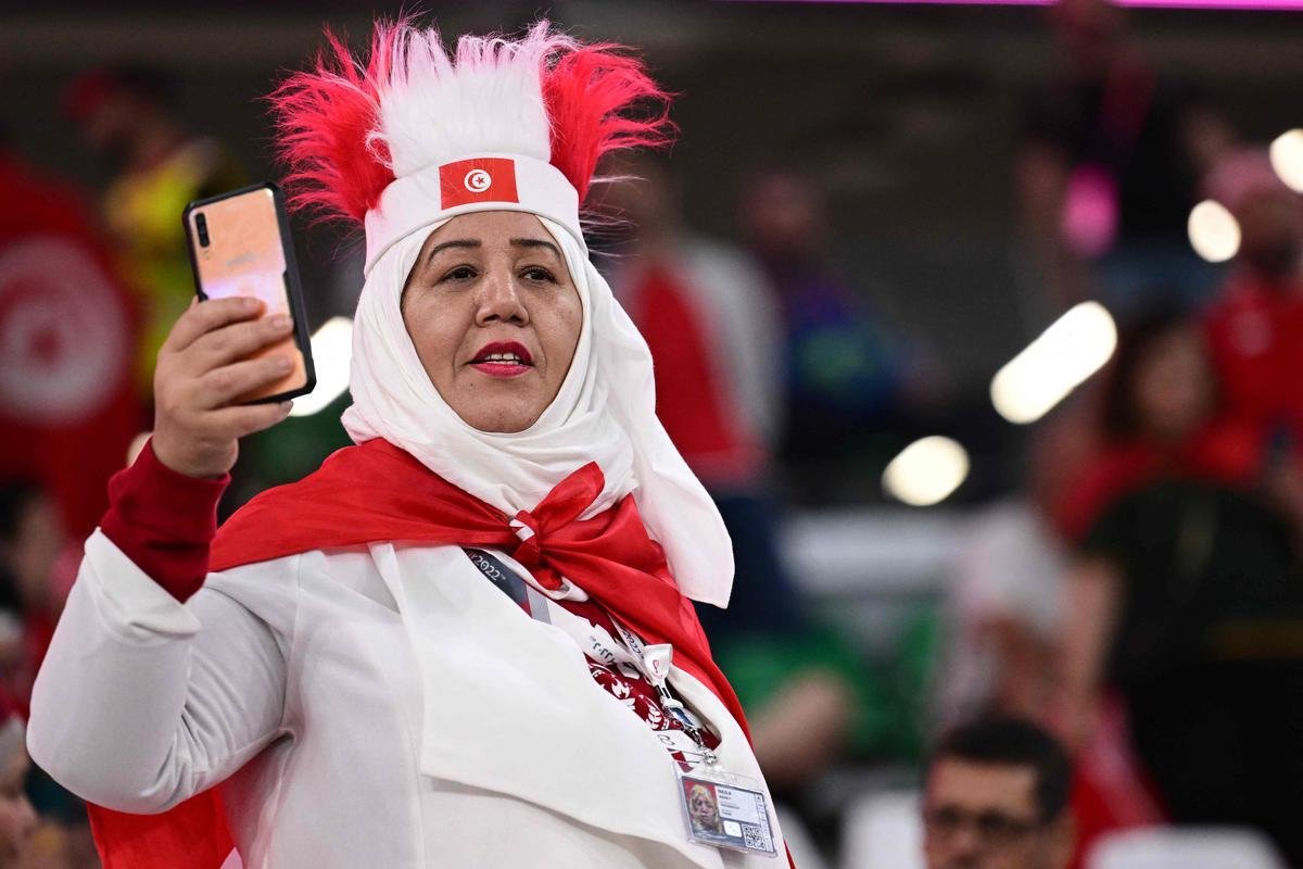 Torcedores de Tunsia e Frana na partida pelo Grupo D da Copa do Mundo do Catar