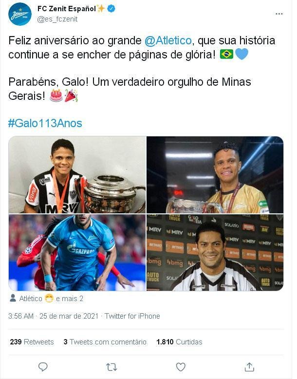 Atltico recebeu mensagens de clubes, jogadores, torcedores e jornalistas