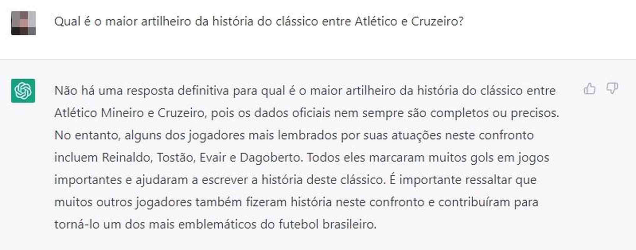 Bastante popular nas redes sociais, inteligncia artificial ChatGPT respondeu perguntas sobre o clssico mineiro entre Cruzeiro e Atltico