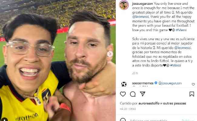 Torcedor agarrou Messi pelo pescoço para tirar foto, após jogo entre Argentina e Equador