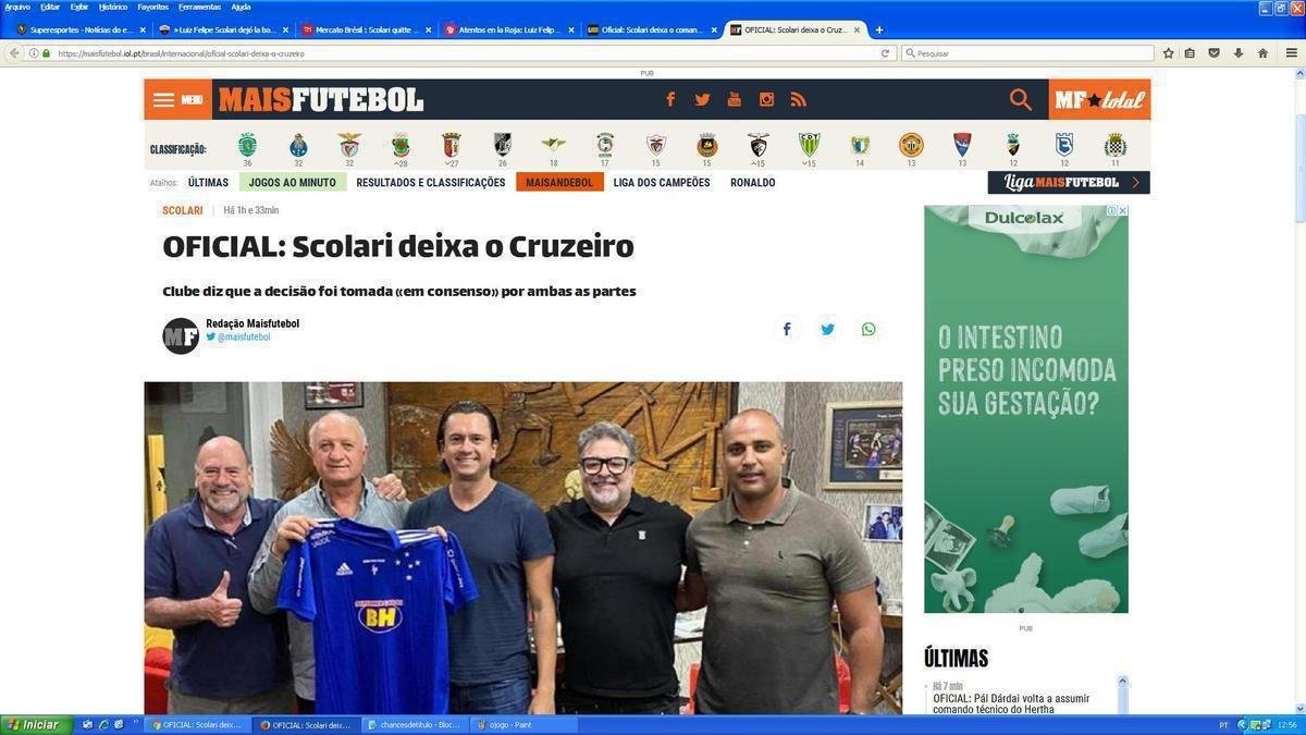 Mais Futebol, de Portugal - Publicao diz que o tcnico chegou 'no momento mais desafiador da histria' do Cruzeiro e cumpriu 'a importante misso de recuperar' o time na Srie B