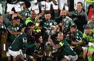 Fotos: festa dos jogadores do Palmeiras com a taa da Libertadores