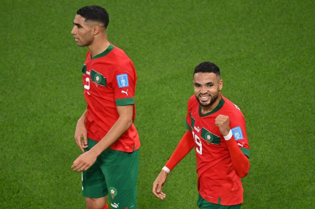 Fotos do gol de Youssef En-Nesyri, de Marrocos, sobre Portugal, pelas quartas de final da Copa do Mundo de 2022, no Catar
